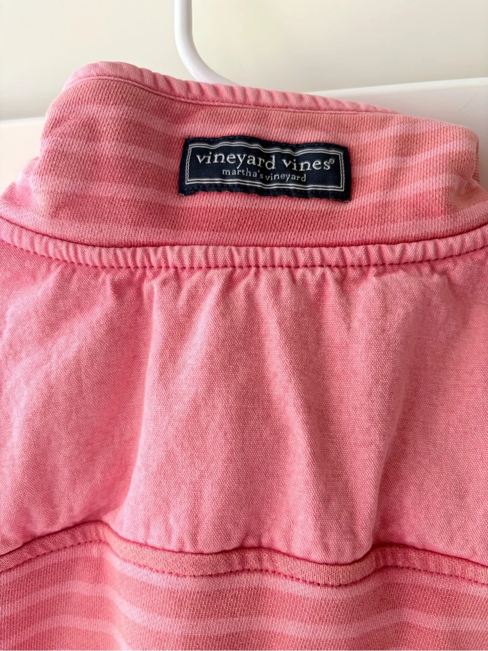 Vineyard Vines Coral Pink Striped Quarter-Snap Pullover - Picture 5 of 6